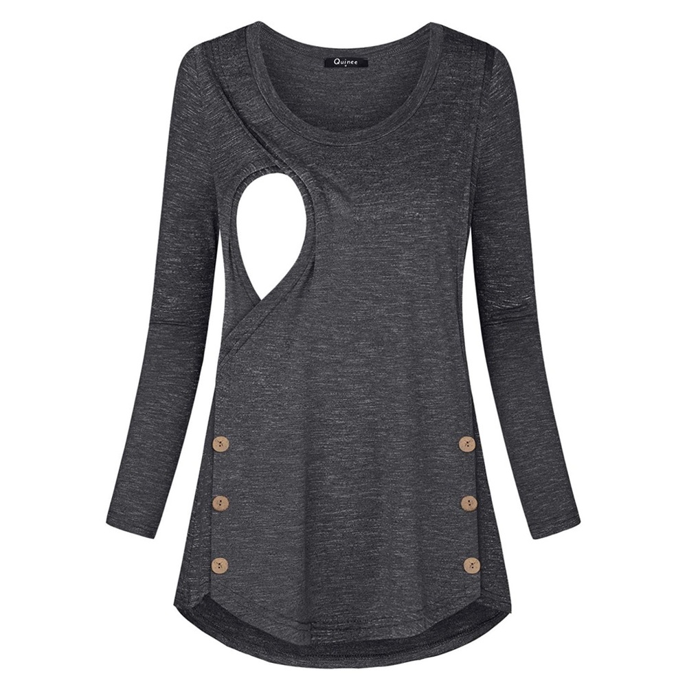 Gray long sleeve Quinee Nursing Top 2Xl